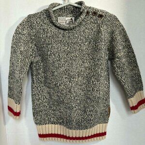 Roots Cabin Knit Sweater – Gray Marled Pullover – 2T Toddler – Button Shoulder